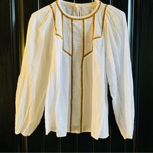 SCOTCH & SODA Embroidered Organic Cotton Blouse | Size 34 | XS